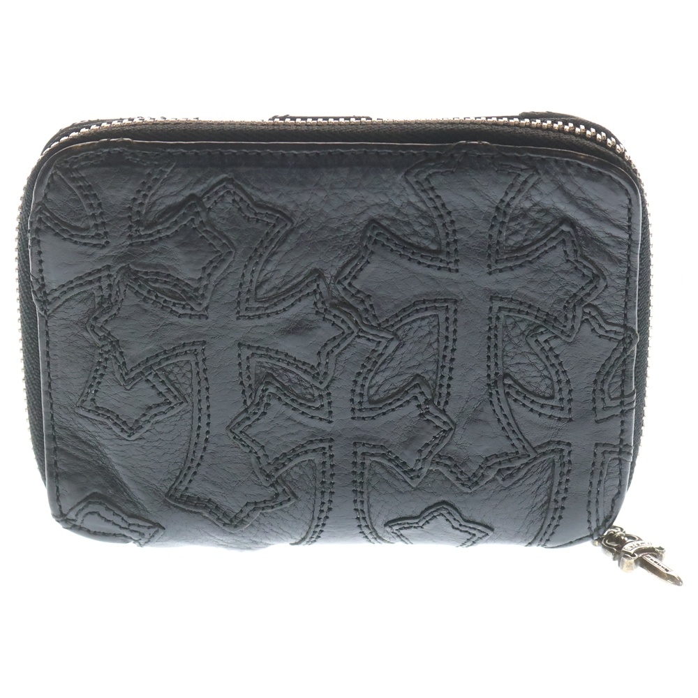 BBY BANK ROBBER バンクローバー セメタリークロスパッチラウンドジップ コンパクトレザーウォレット 財布 ブラック Aランク