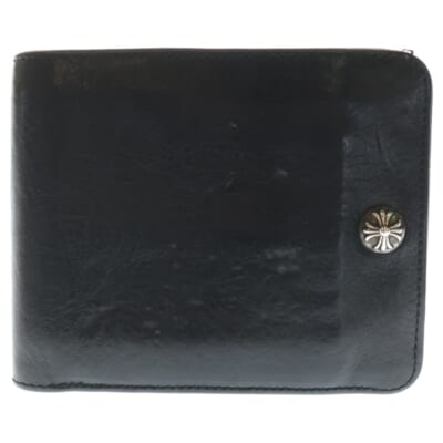 1SNAP 1スナップ クロス ボールボタン レザーウォレット 財布 ブラック BCA361 Bランク