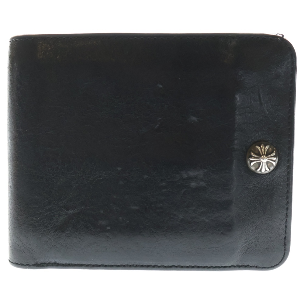 1SNAP 1スナップ クロス ボールボタン レザーウォレット 財布 ブラック BCA361 Bランク