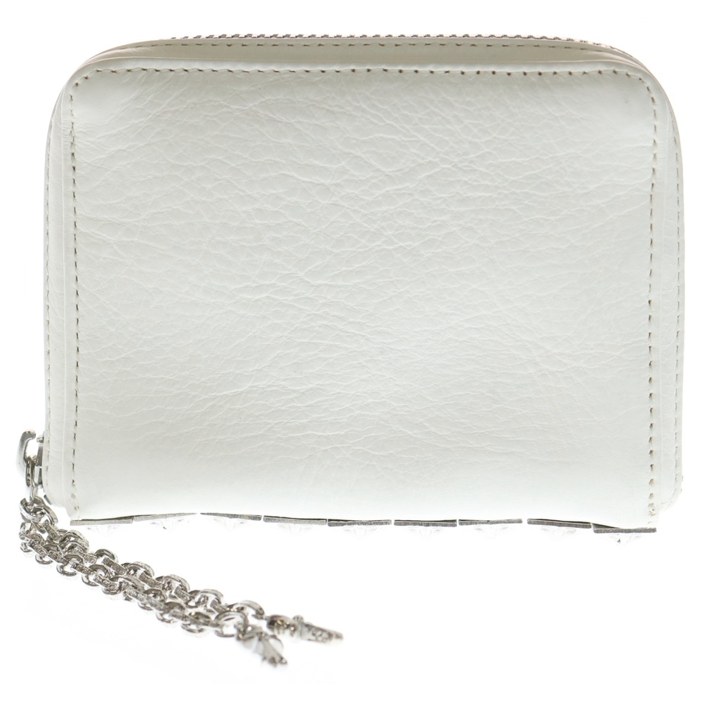 3 SIDE ZIP 3サイドジップ サイドピラミッドスタッズ レザーコンパクトウォレット ホワイト Sランク