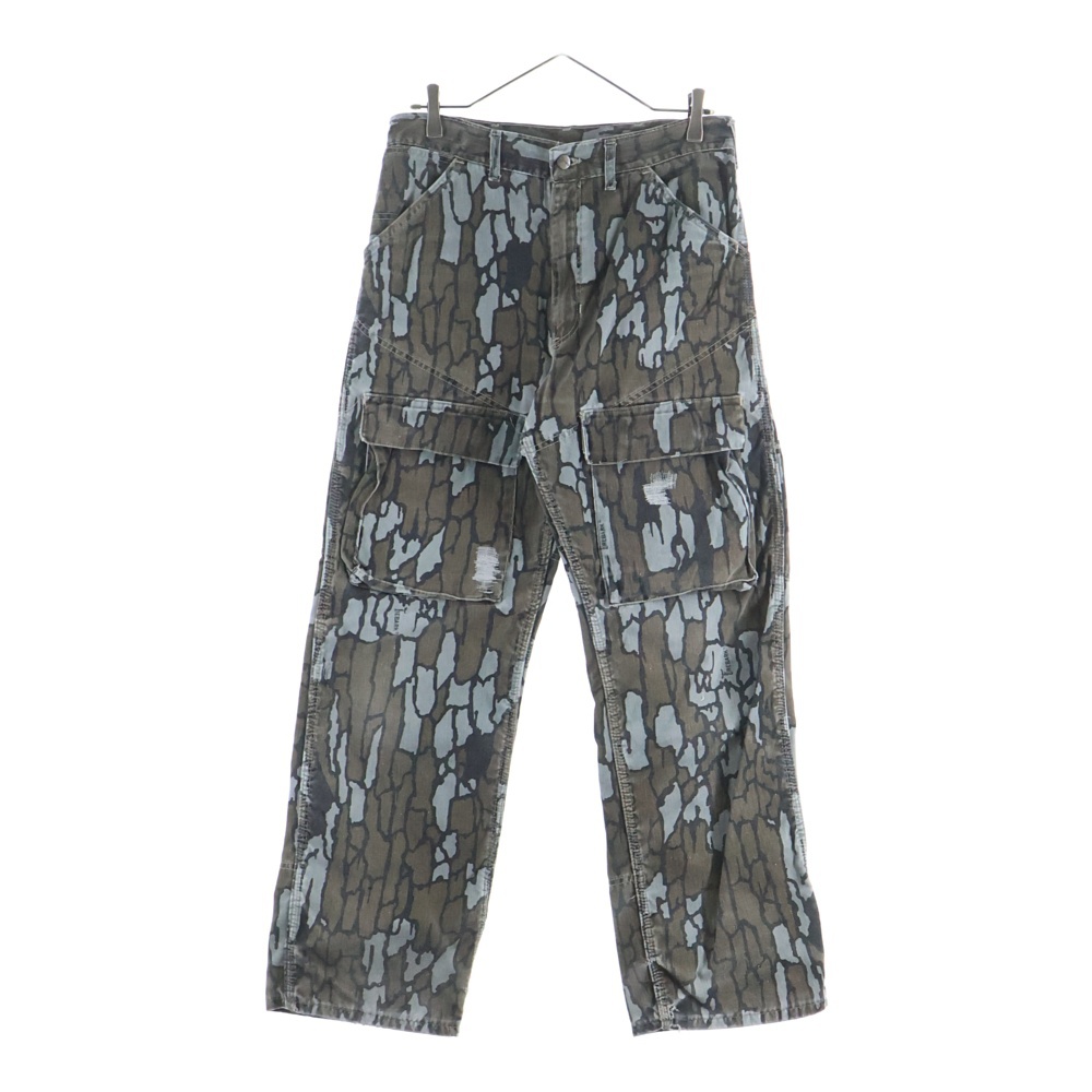 80-90S TREBARK CAMO CARGO PABTS カーゴパンツ トレバーク カモ柄 グレー/カーキ Bランク