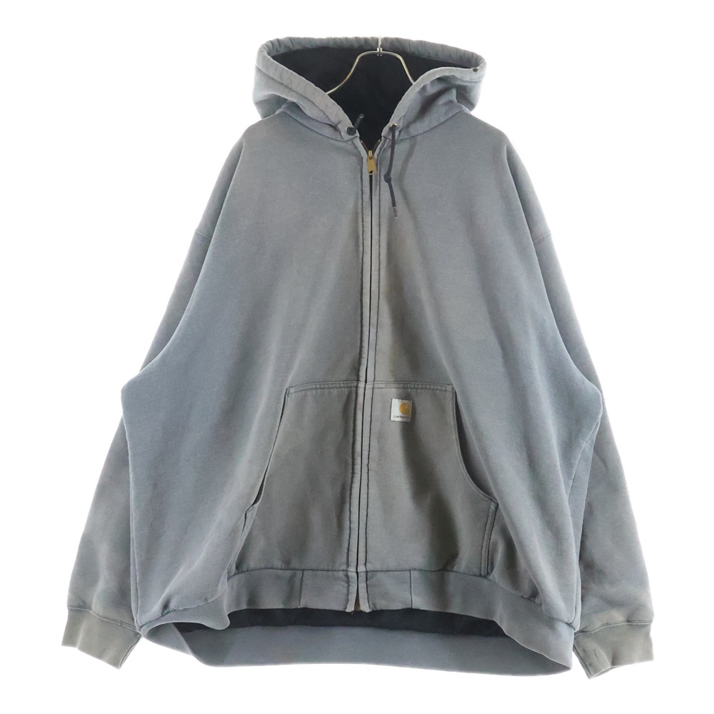 90s VINTAGE ZIP UP HOODIE ヴィンテージ ジップアップフーディー グレー 裏地メッシュ Bランク