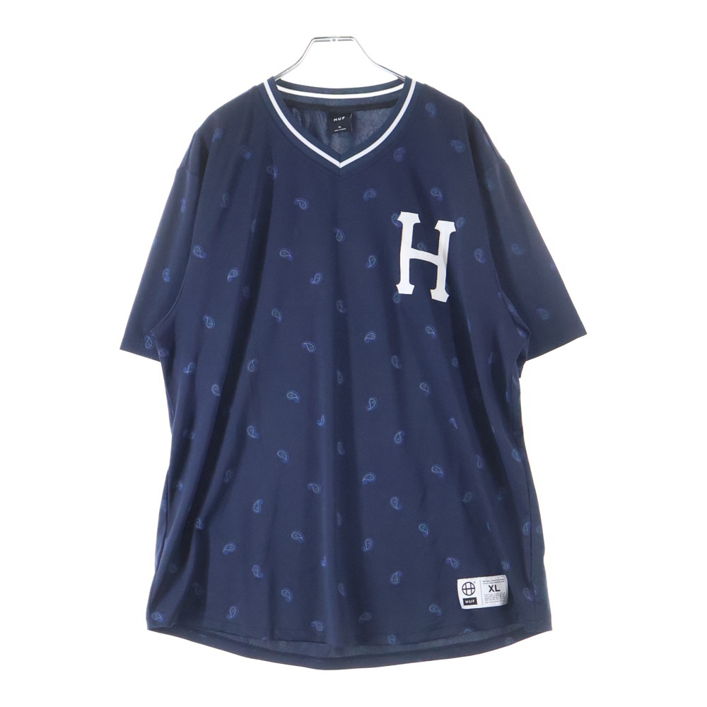 PAISLEY WARM UP JERSEY ペイズリー ウォームアップジャージー Vネック半袖Tシャツ ネイビー Aランク