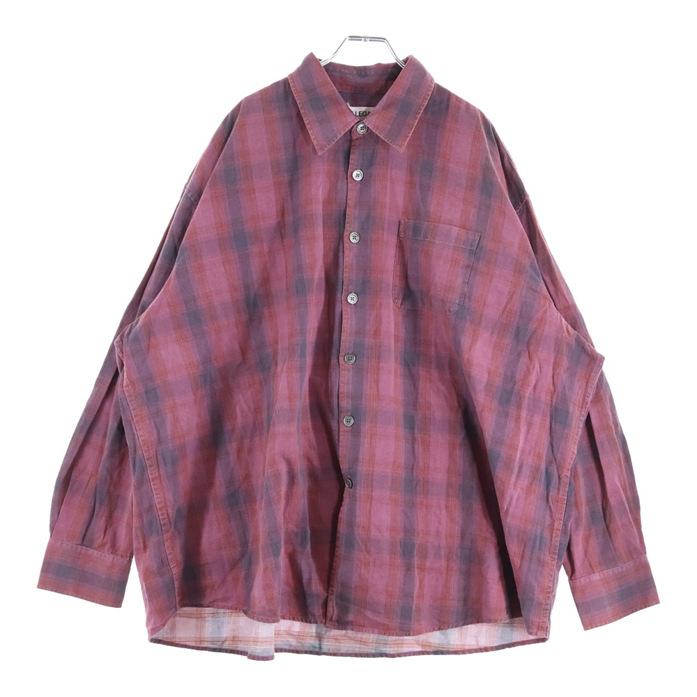 BORROWED SHIRT 長袖チェックシャツ レッド M4252BIDC Bランク