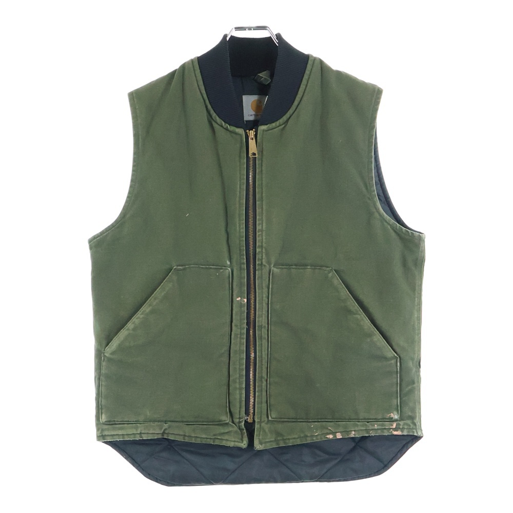 ジップアップ 中綿 キルティング ダック ベスト カーキ VQ184 Bランク