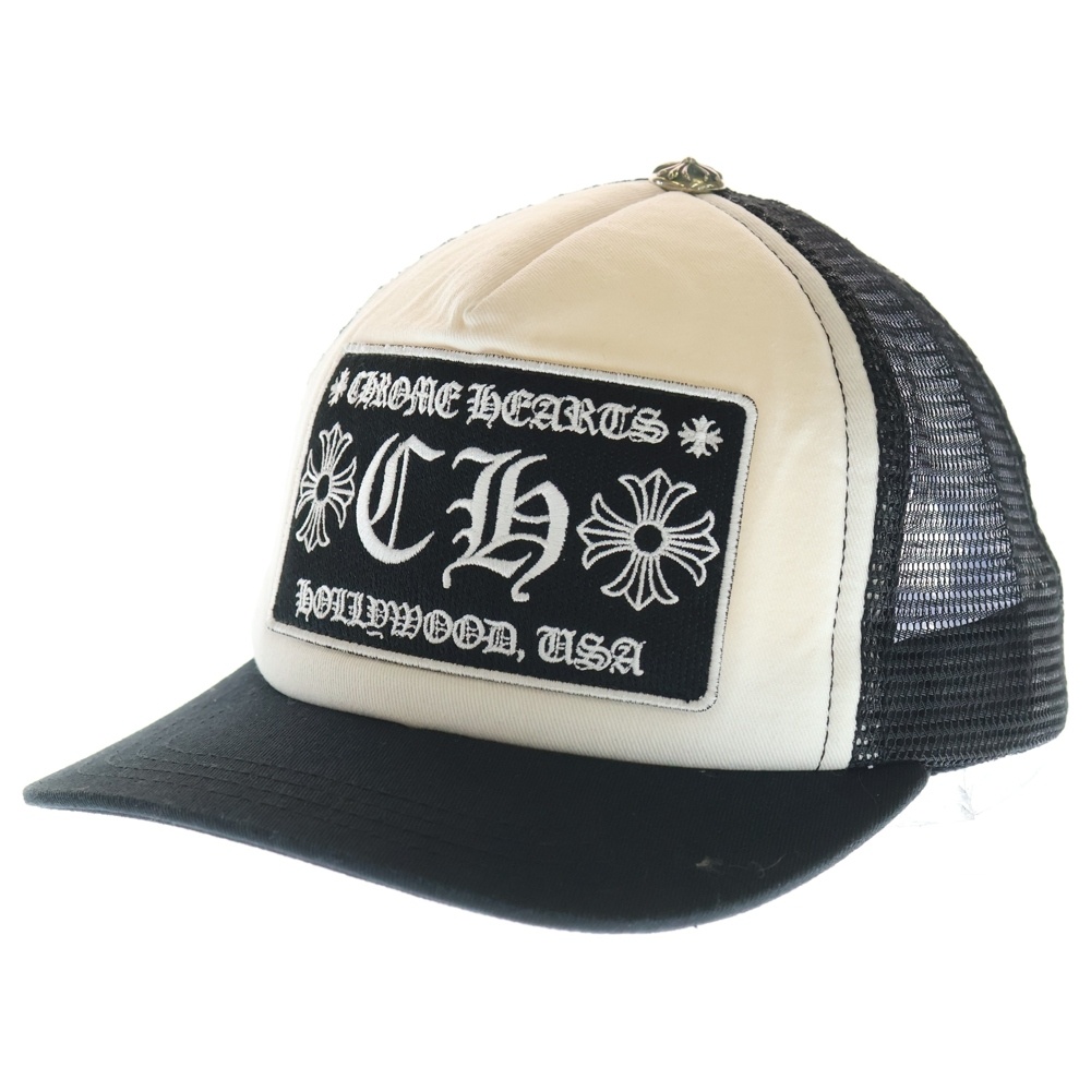 TRUCKER CAP CHパッチメッシュトラッカーキャップ クロスボール付 帽子 ホワイト/ブラック Aランク