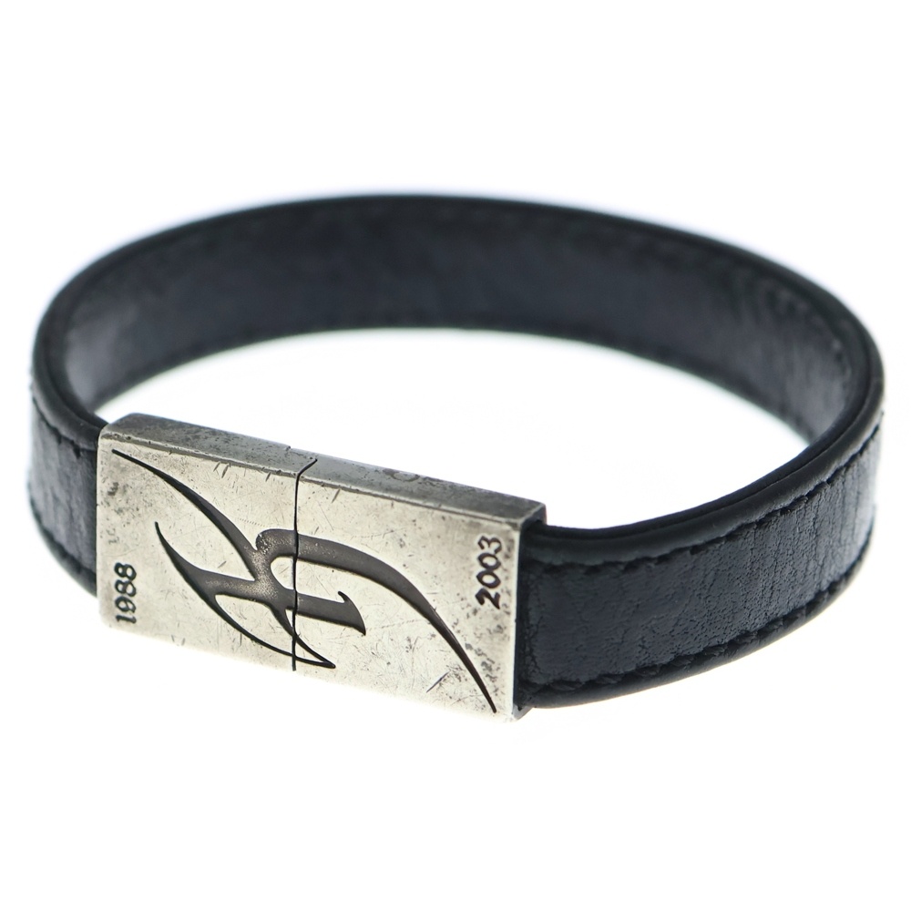 ×氷室京介 レザーブレスレット シルバー/ブラック Bランク