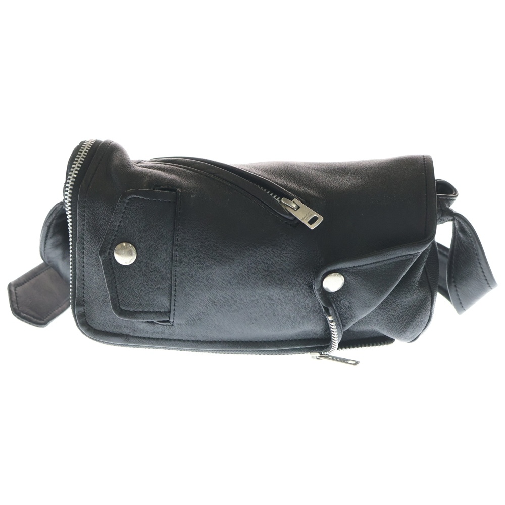 RIDERS FLAP SHOULDER BAG ライダース ジップ ショルダーバッグ ブラック Aランク