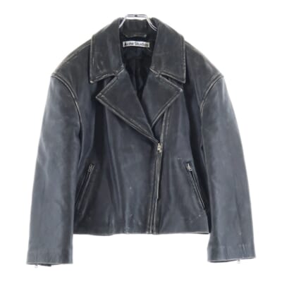 Double Breasted Jacket ダブル ブレスト レザー ジャケット ブラック FN-WN-LEAT000411 Aランク