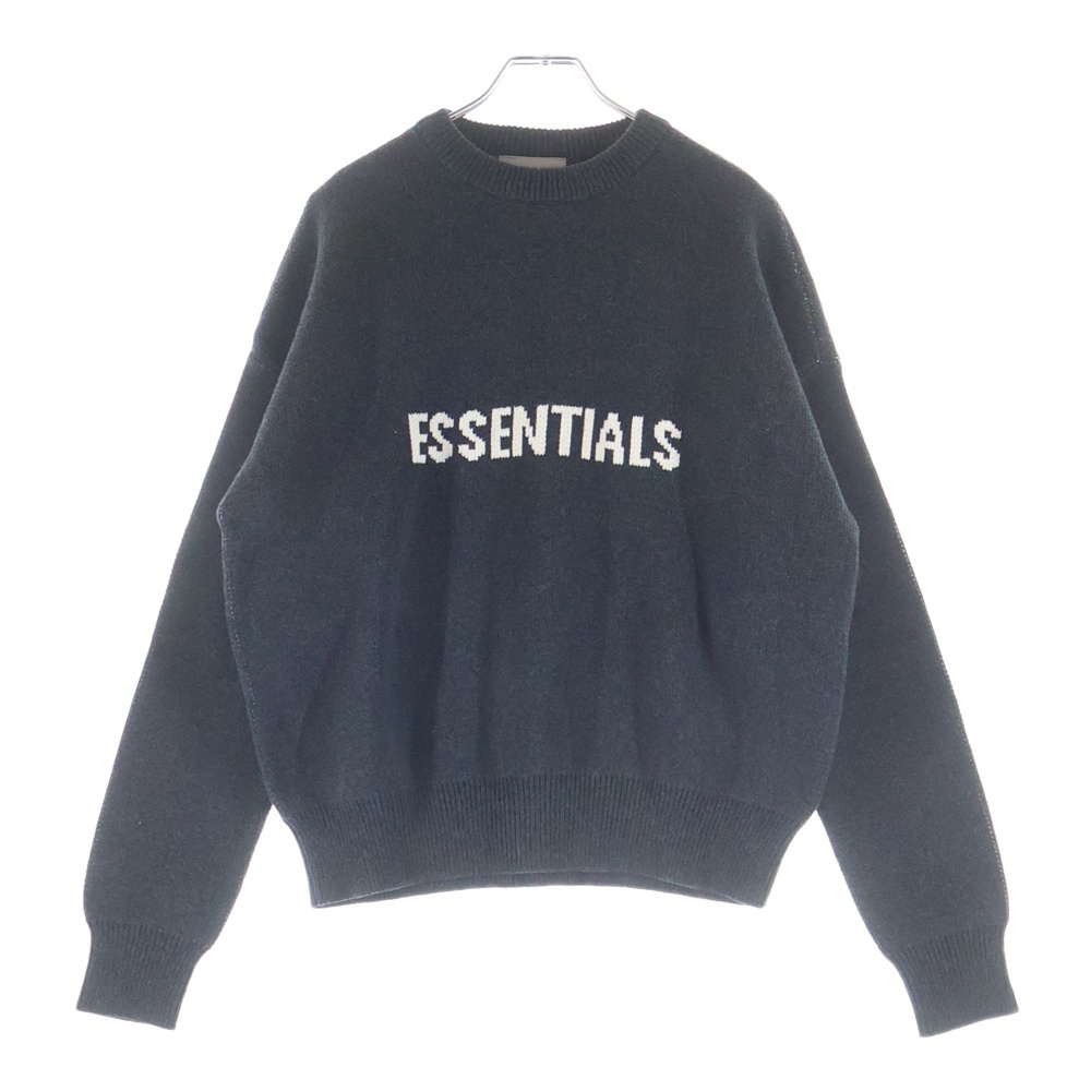 KNIT SWEATER ロゴプリント クルーネックニットセーター グレー Sランク