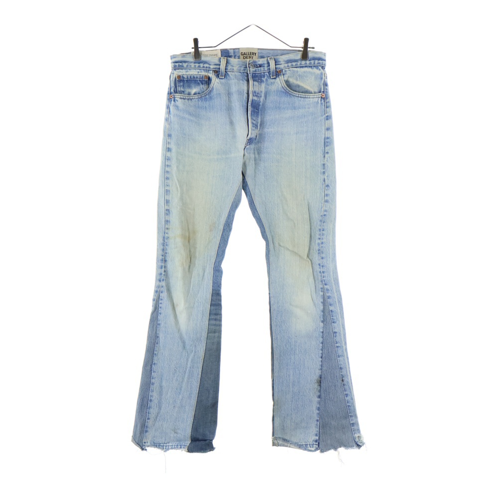 90210 La Flare Jeans ラ フレア 再構築デニムボタンフライ ダメージ加工フレアロングデニムパンツ インディゴ Bランク