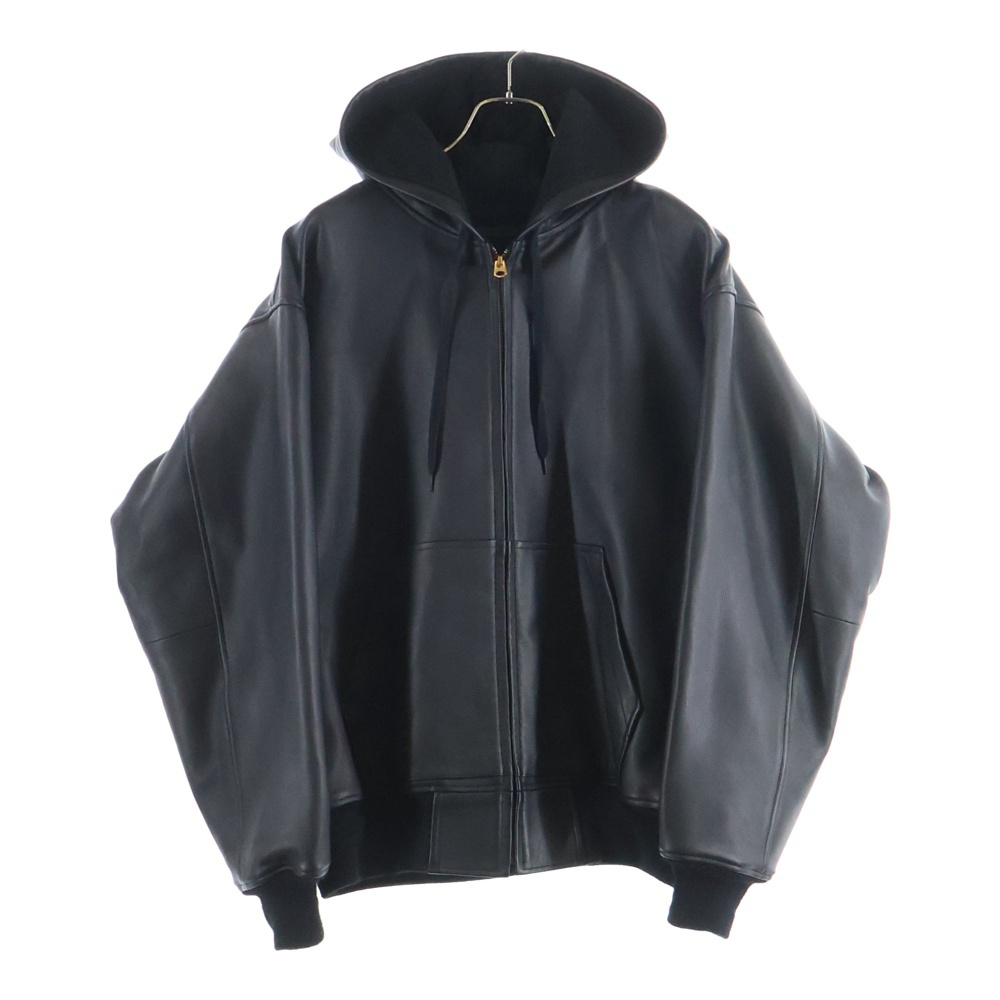 カーフスキン ジップパーカ レザージャケット ブラック C03-01028 Sランク