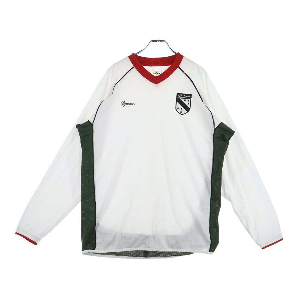 ×UMBRO SOCCER JERSEY L/S TEE アンブロ アラビアロゴ刺繍 サッカーシャツ 長袖Tシャツ ホワイト Bランク
