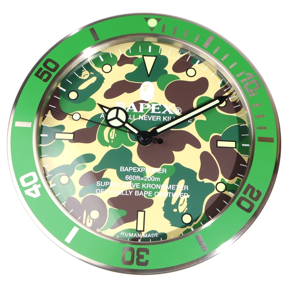エイプ　壁掛け時計　激レア　正規品 アベイシングエイプ ABC CAMO BAPEX WALL CLOCK カモ柄 壁掛け時計