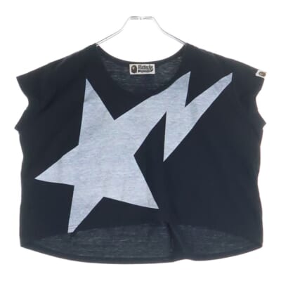 プリント ショート丈 Tシャツ カットソー ブラック レディース 1930-209-508 Bランク