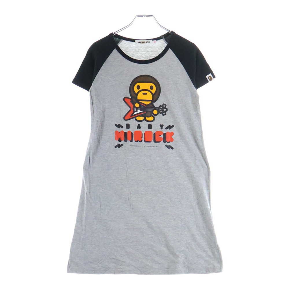 MILOCK 両面プリント ロング半袖Tシャツ カットソー ブラック/グレー レディース Bランク