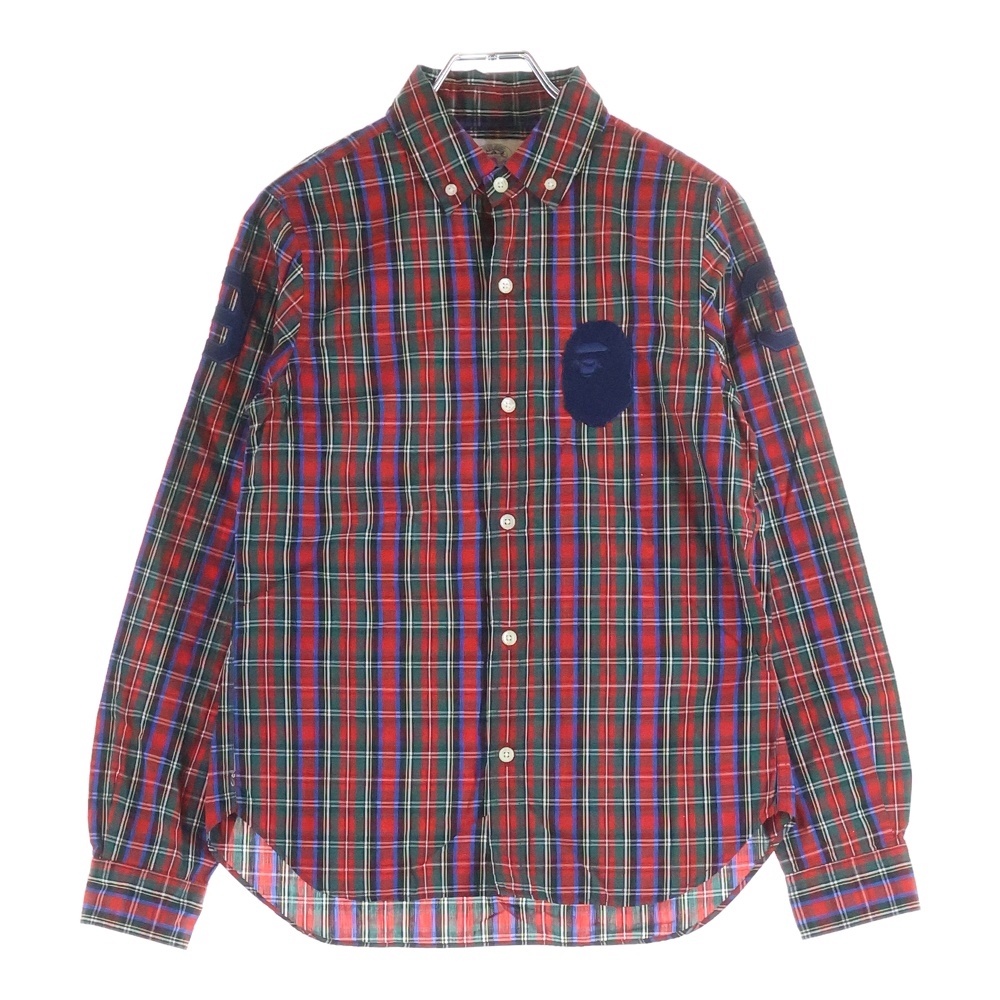 刺繍ロゴ コットン チェック柄 長袖シャツ レッド レディース 001SH9802035 Bランク