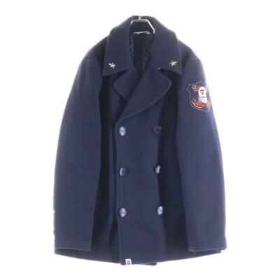 ウール 袖ワッペン Pコート ネイビー Bランク