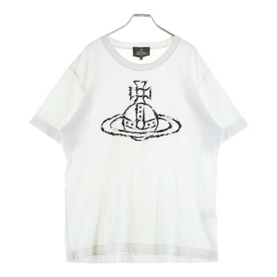 フロントロゴプリント 半袖Tシャツ コットン ホワイト Bランク