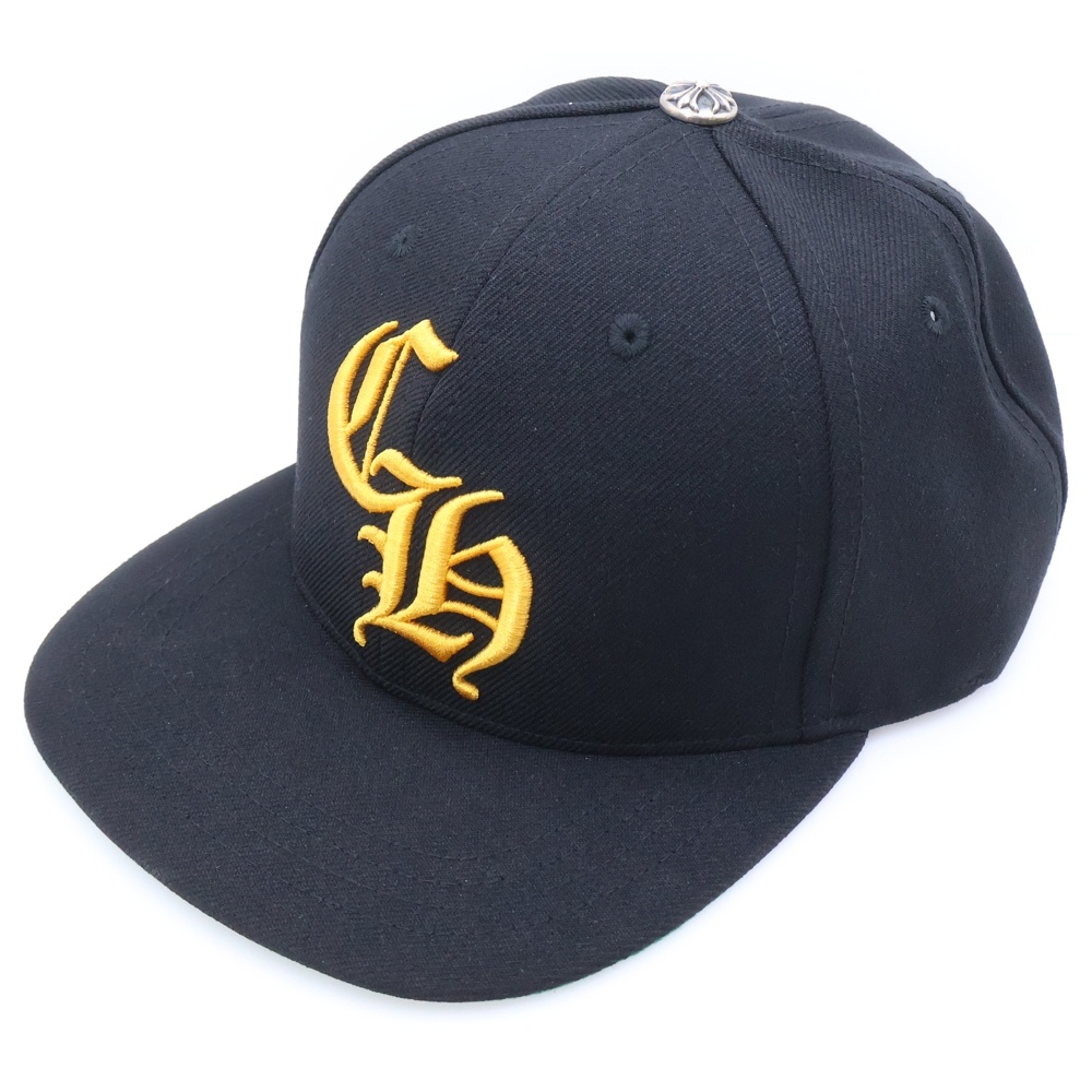 CH HAT CH刺繍クロスパッチベースボールキャップ ブラック/イエロー Sランク