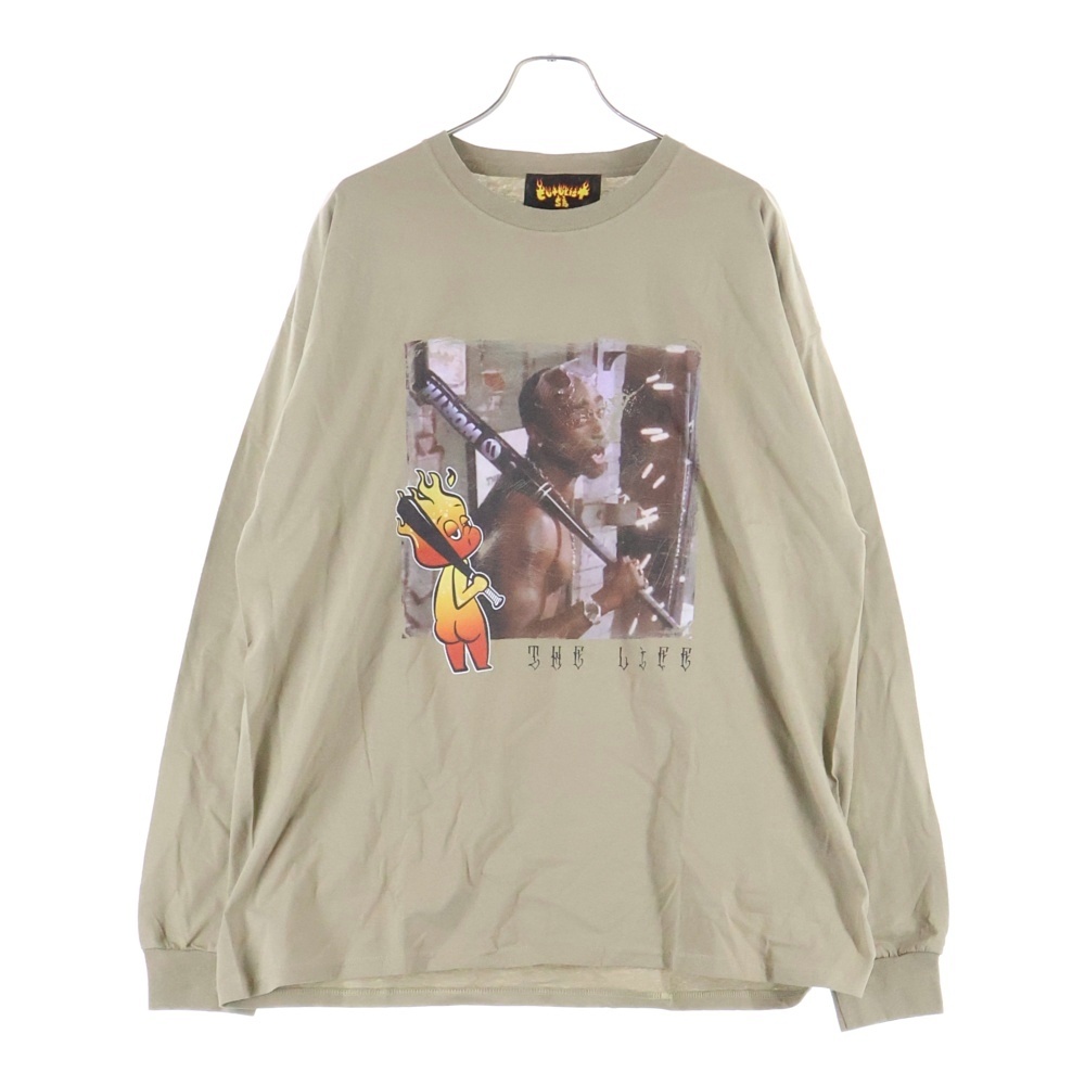 フロントプリント 長袖Tシャツカットソー カーキ 22SB120303 Sランク