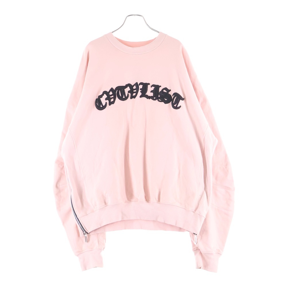 フロントロゴプリント 裾ジップ クルーネックスウェットトレーナー ピンク 2401010301 Bランク