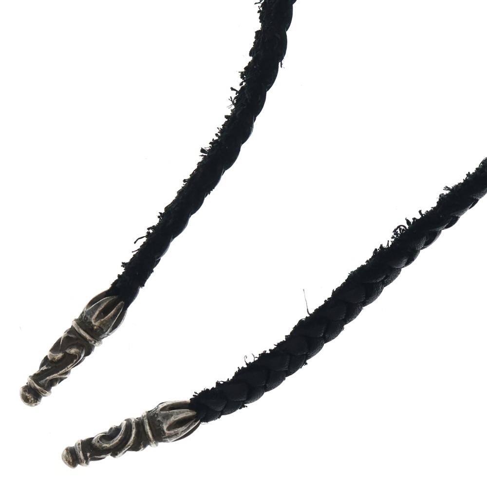 LEATHER BRAID SCROLL ネックレス レザーブレイドネックレス ブラック/シルバー BCA377 Bランク