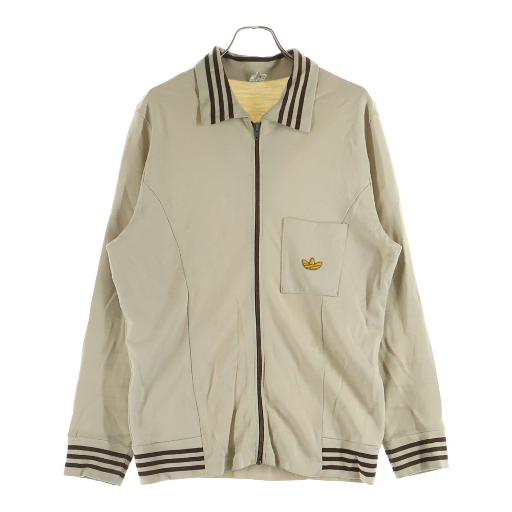 70s VINTAGE ヴィンテージ トラックジャケット トレフォイルロゴ刺繍 西ドイツ製 ジャージ ベージュ Bランク