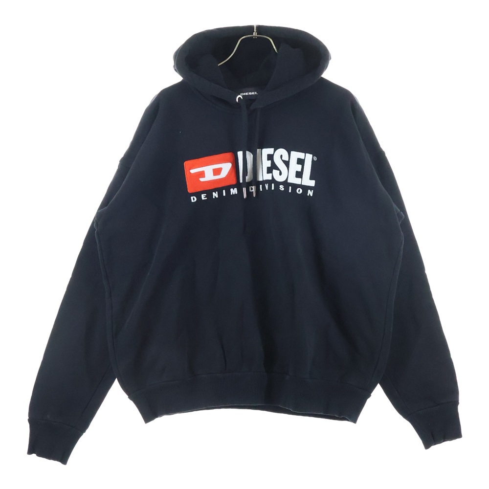 フロントロゴ刺繍 スウェット プルオーバーパーカー コットン ブラック Bランク