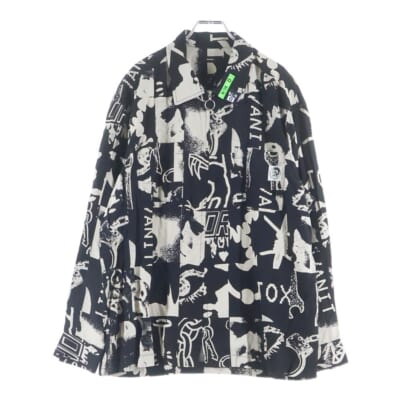 ジップアップ ポケット 長袖シャツ リヨセル 総柄 Aランク