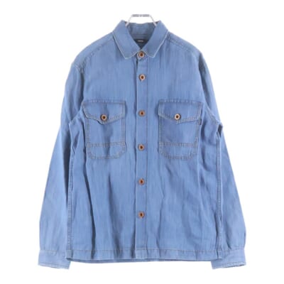 デニム 長袖シャツ コットン リネン ライトブルー Aランク