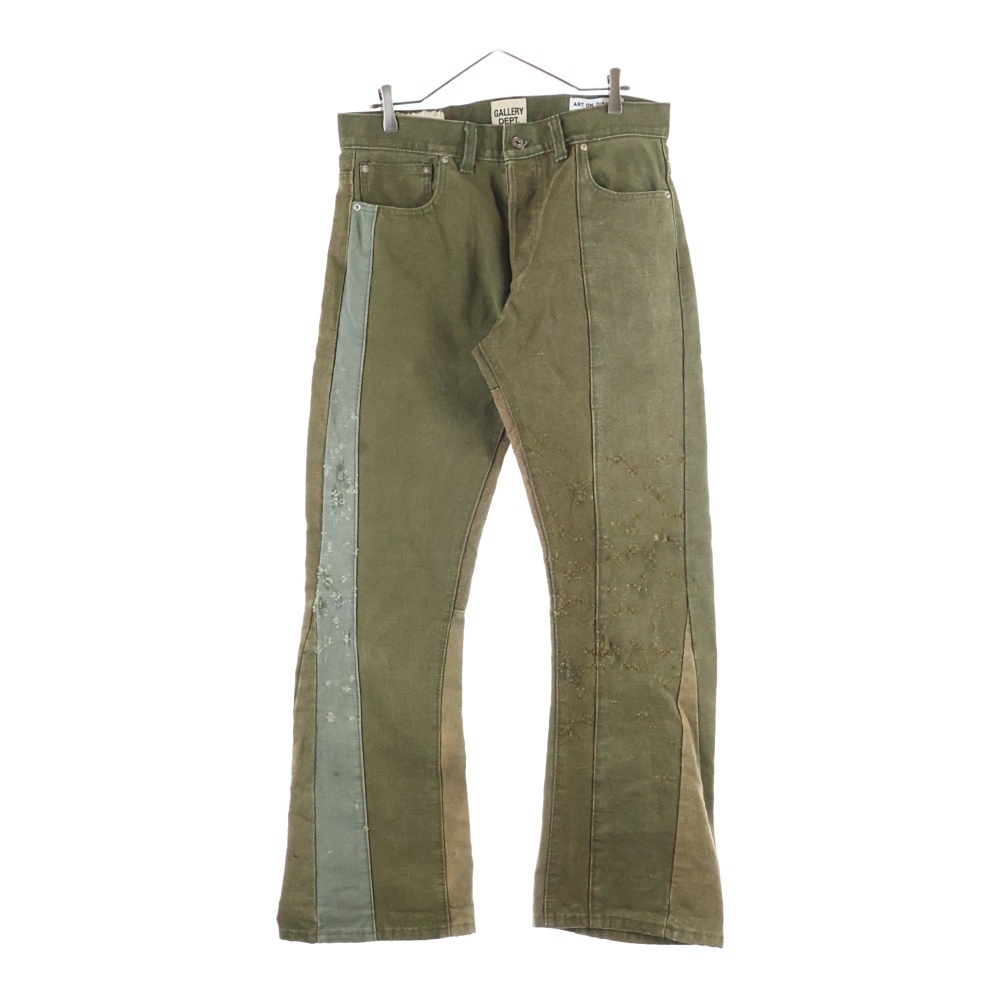 ミリタリー 再構築 ダメージ加工 フレア パンツ カーキ Bランク