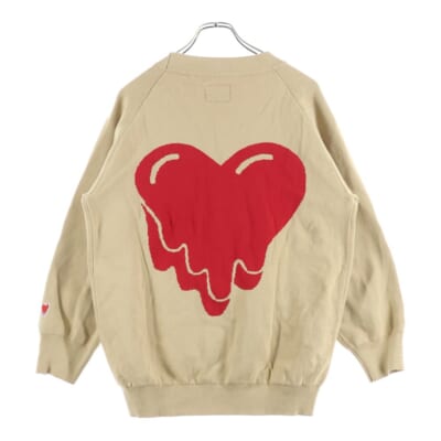 EU HEART CARDIGAN EUハートカーディガン コットンニットカーディガン ベージュ Bランク