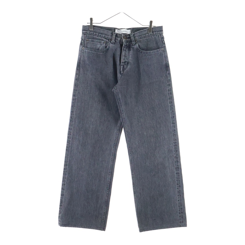 19SS ロゴパッチ付き ボタンフライ ストレートデニムパンツ ブラック Bランク