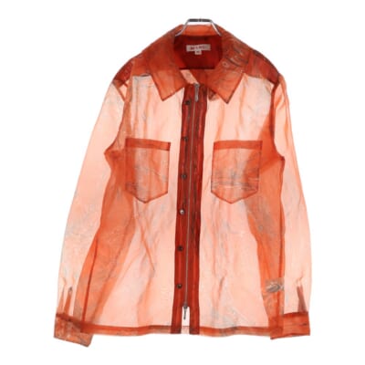 ZIP-UP MARBLE BANDANA SHIRT バンダナ柄 ナイロン ジップアップ 長袖シャツ オレンジ MVFW-SH0422 Bランク