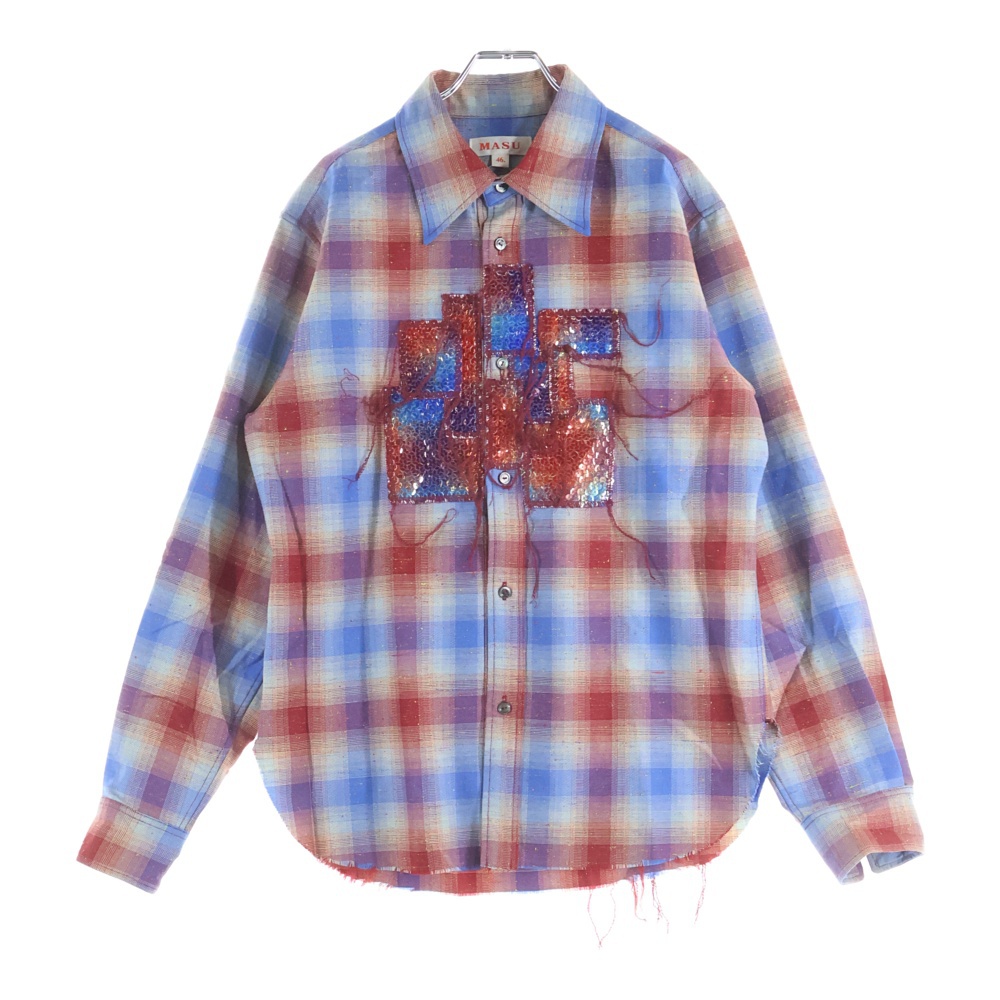 22AW RAINBOW DUST SHIRT スパンコール チェック柄 長袖シャツ ロングスリーブ マルチカラー MVFW-SH0122 Bランク