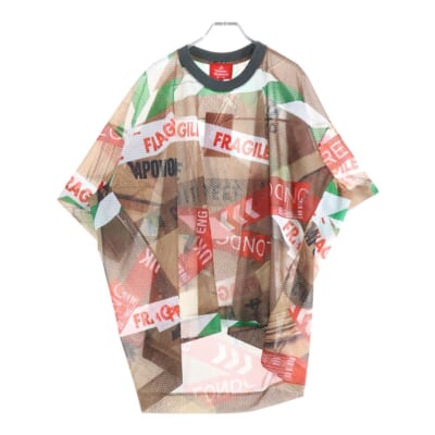 メッシュプリント総柄 クルーネック 半袖Tシャツ カットソー マルチカラー 16-12-341029-00 Sランク