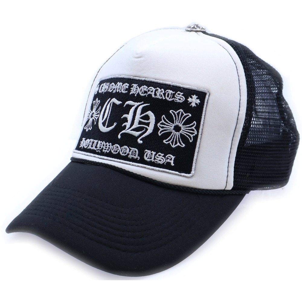 TRUCKER CAP CHパッチメッシュトラッカーキャップ クロスボール付 帽子 ホワイト/ブラック Bランク