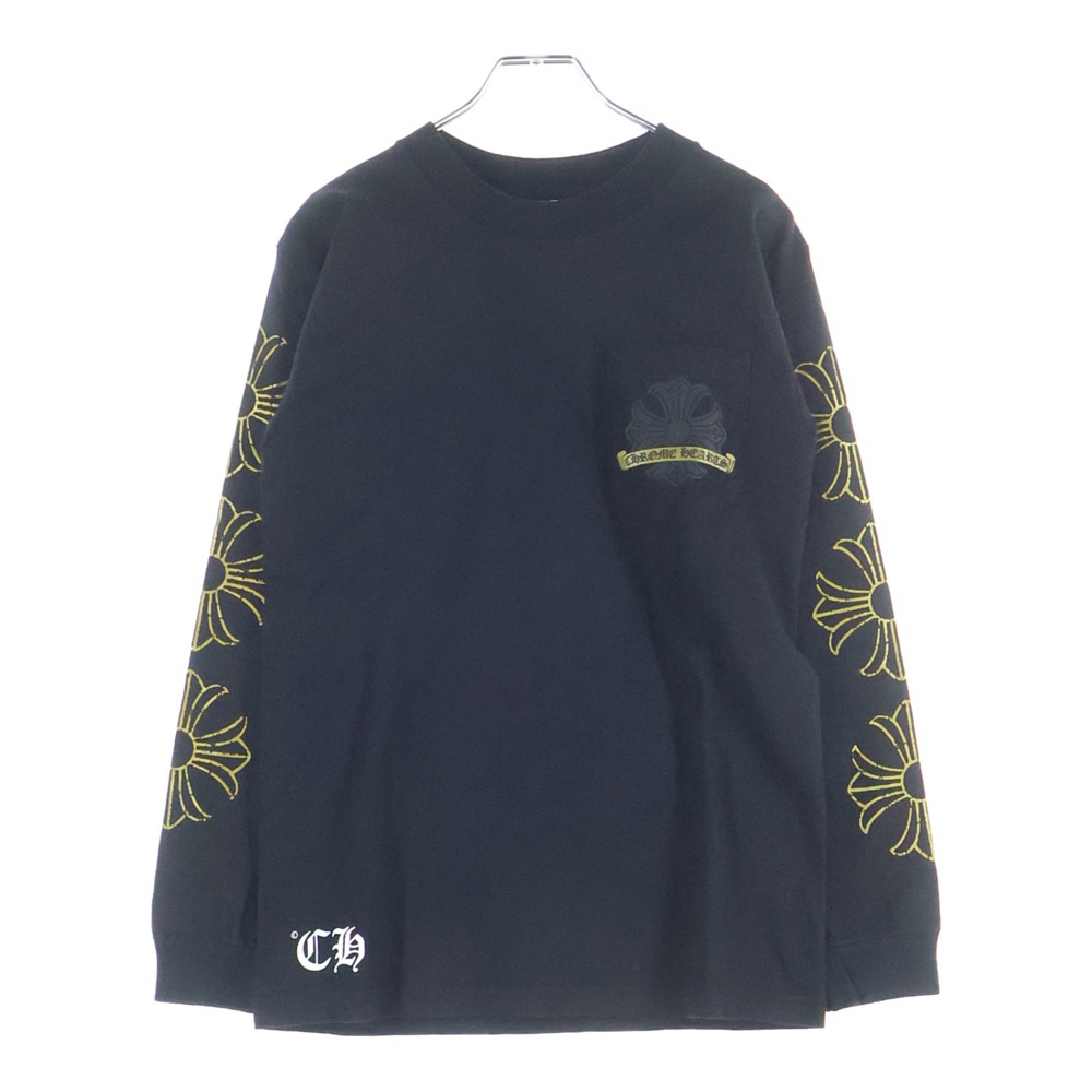 OLD HORSESHOE CHプラス オールド バックホースシューCHプラスプリント 長袖Tシャツ ロングスリーブカットソー ブラック/ゴールド Bランク