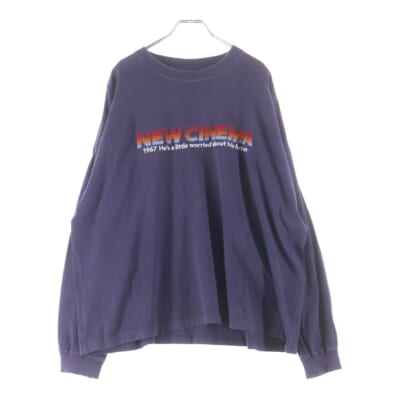 23SS NEW CINEMA Tee ニューシネマ フロント刺繍 長袖Tシャツ ロングスリーブカットソー パープル Bランク
