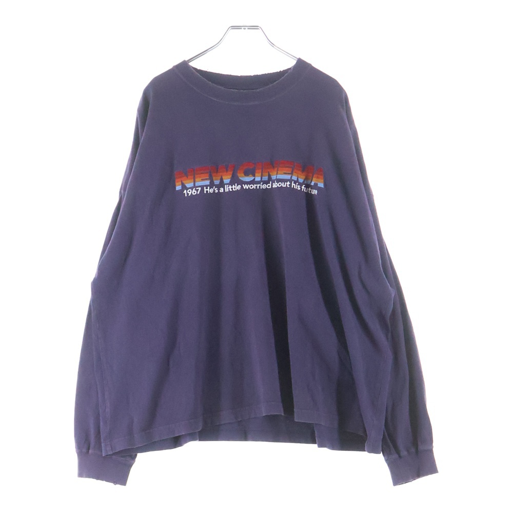 23SS NEW CINEMA Tee ニューシネマ フロント刺繍 長袖Tシャツ ロングスリーブカットソー パープル Bランク