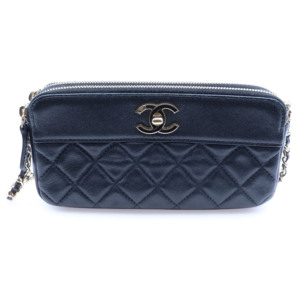 マドモアゼルヴィンテージ マトラッセ チェーンウォレット ブラック レザー ショルダーバッグ A70118 Aランク