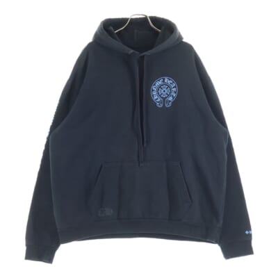 WWW.CHROMEHEARTS.COM HOODIE オンライン限定 ホースシュープリントプルオーバーパーカー ブラック/ブルー Bランク