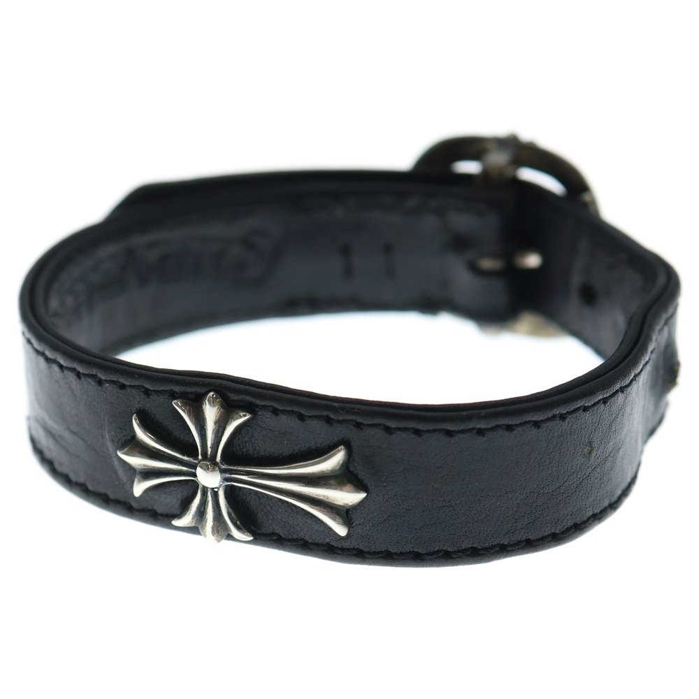 GUNSLINGER ガンスリンガータイニーCHクロス レザーブレスレット ブラック/シルバー BCA412 Bランク