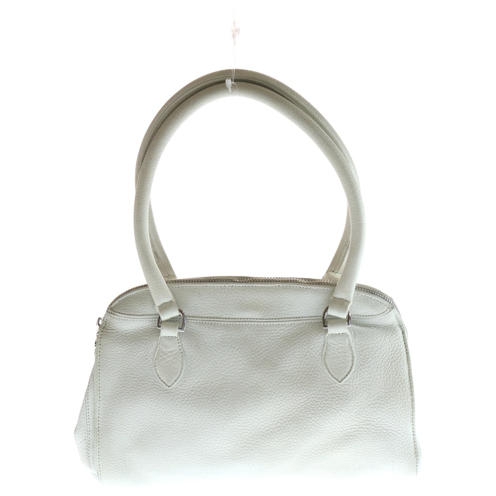 ロジウムパーツ ホワイトレザーハンドバッグ Bランク