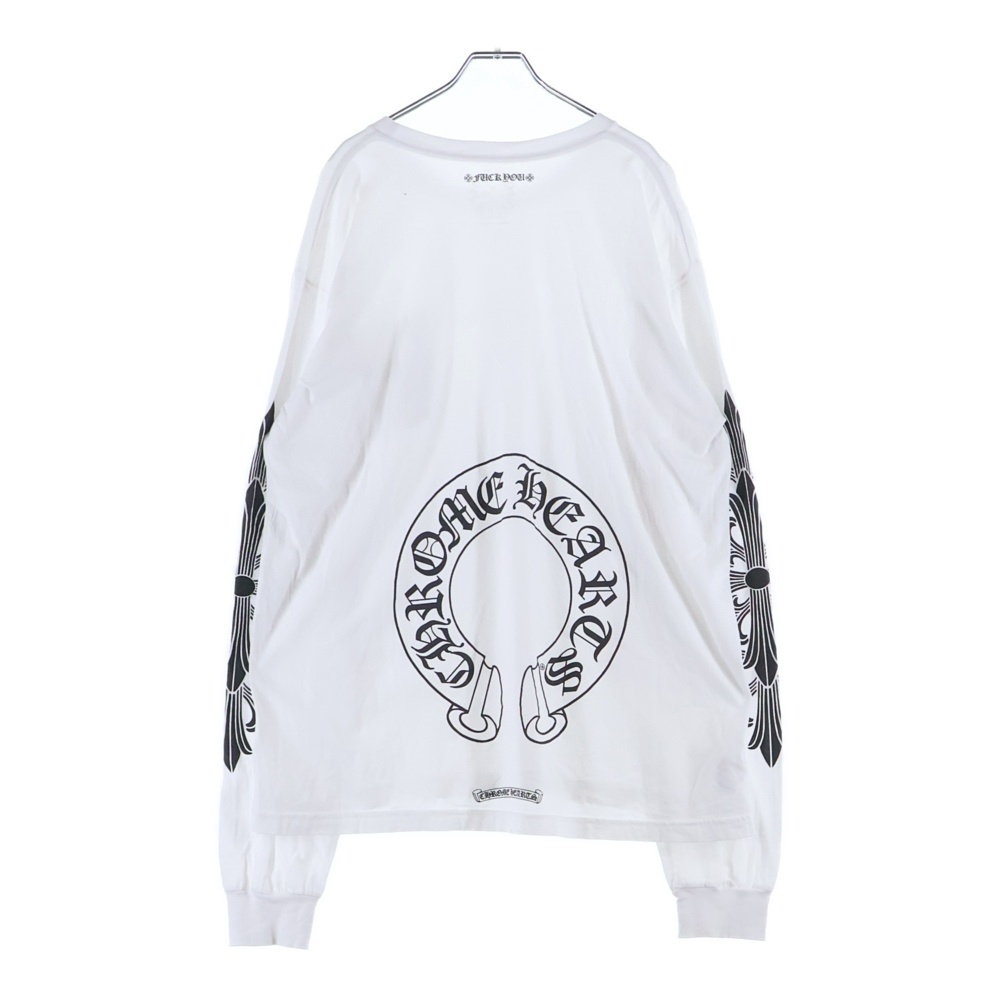FLRL CRS HORSESHOE L/S バックホースシュー 袖フローラル ロングスリーブカットソー 長袖Tシャツ ロンT ホワイト Aランク