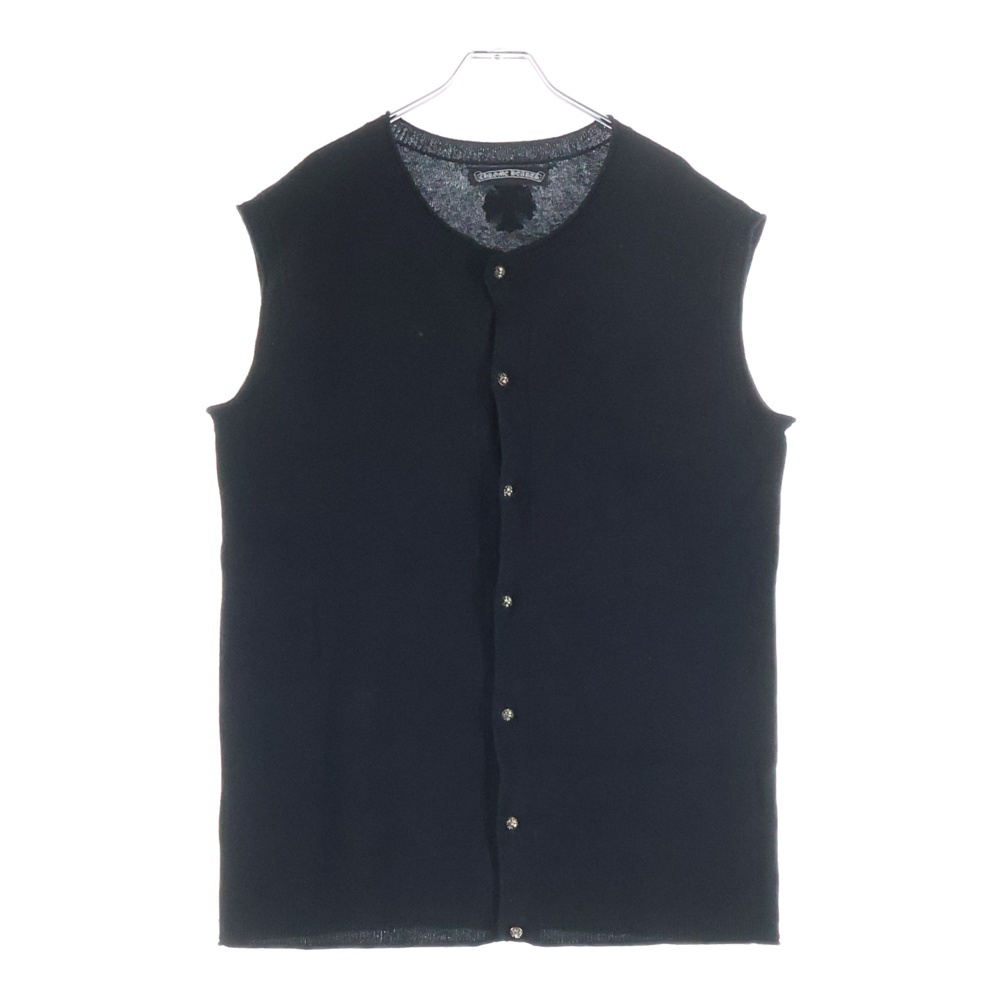 カシミヤ ニット CHクロスパッチ ボタンベスト ブラック Bランク