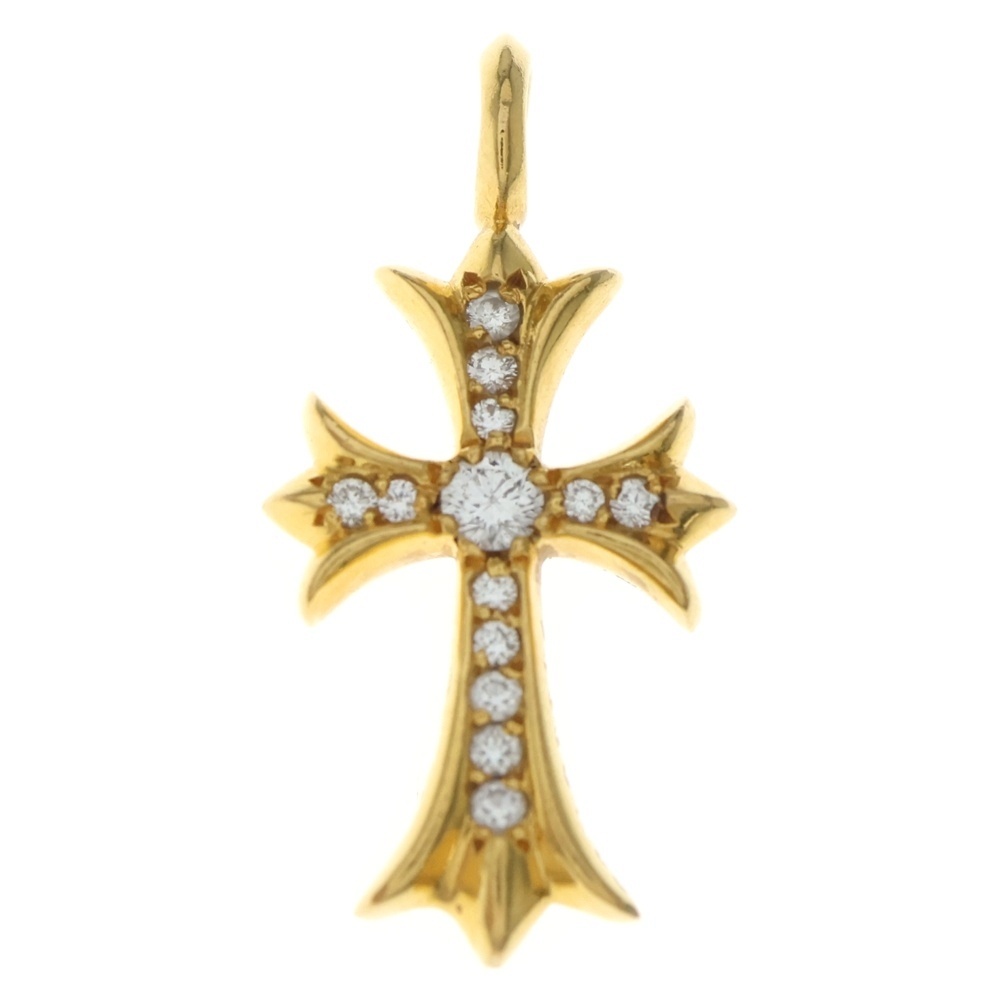 22K TNY CRSF P/DIA タイニーファットクロス PAVEダイヤ ペンダントトップ ゴールド BCA033 Bランク
