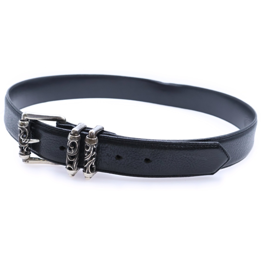 クロムハーツ レザーベルト BLT ROLLER 3PC/3PC ローラー ブラック