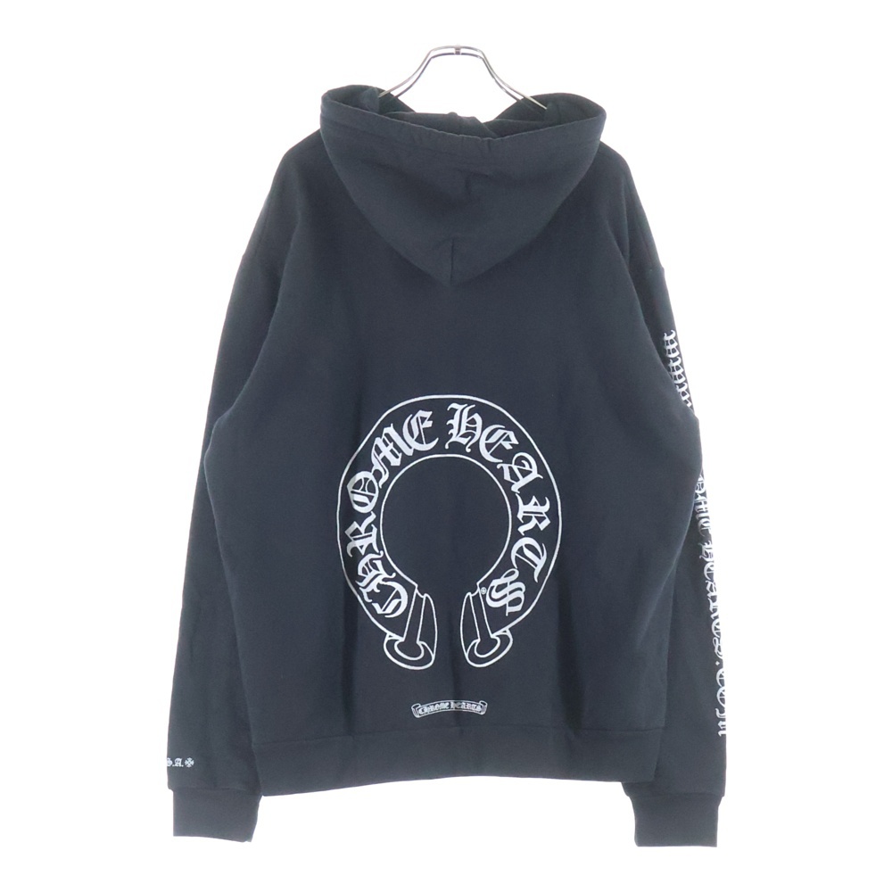 SILVER GLITTER HOODIE オンライン限定 シルバーグリッターホースシュープリント フーディー プルオーバーパーカー ブラック Bランク